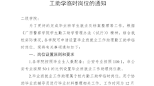 关于二级学院申报设置毕业班就业工作助理勤工助学临时岗位的通知